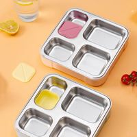 Boîte à bento carrée étanche pour enfants Récipient intérieur en acier inoxydable avec diviseurs Récipient à déjeuner pour le préscolaire et le voyage