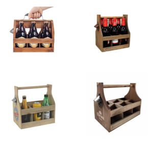 Barquette à <span class=keywords><strong>bière</strong></span> en bois pour 6 bouteilles, porte-bouteilles en bambou avec poignée en bois pour Russie Krusovice <span class=keywords><strong>Warsteiner</strong></span> - Product Image 5
