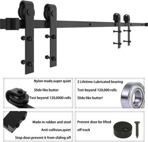 <span class=keywords><strong>Kit</strong></span> de quincaillerie pour <span class=keywords><strong>porte</strong></span> de grange en forme de J en acier au carbone noir robuste de 16 pieds - Product Image 2