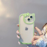 Coque de téléphone transparente rose à motif chat avec nœud papillon pour iPhone 17 Air 16 E 15 14 13 12 11 Pro Max pour femmes et filles – Étuis mignons