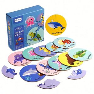 Children Educational Toy 36Pcs Forest Marine Animal Cognitive Circular <b>Puzzle</b> Game Kids Wooden Toys - Product Image 3