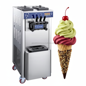 Machine à glace verticale professionnelle chinoise à refroidissement par air pour usage commercial, machine à glace molle à base de lait, trois saveurs, Huachill - Product Image 1