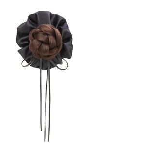 Chignon à clipser en ruban noir avec texture réaliste pour femmes, accessoires de coiffure - Product Image 1