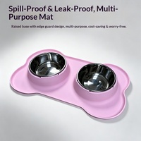 Gamelle double pliable en silicone de qualité alimentaire pour animaux de compagnie – Dispositif portable pour l'alimentation et l'hydratation des chats et chiens – Gamelles pliables pour animaux de compagnie