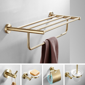 Porte-serviettes standard en laiton brossé de 50 cm, support de rangement pour salle de bain, style hôtel - Product Image 5