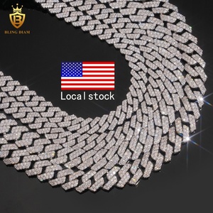 Kalung Berlian Moissanite Perak Sterling <span class=keywords><strong>925</strong></span> Langsung dari Pabrik dengan Rantai Cuban GRA Ice Out 8mm 10mm dan Kalung Rapper - Product Image 2