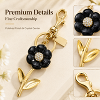 Porte-clés marguerite en alliage de zinc électroplaqué, pendentif de sac floral mignon double face tournesol, cadeau tendance pour femme