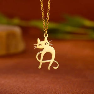 Collar Infinito <span class=keywords><strong>de</strong></span> Acero Inoxidable Chapado Go Party con Letras Iniciales y Diseño Clásico <span class=keywords><strong>de</strong></span> Gato - Product Image 5