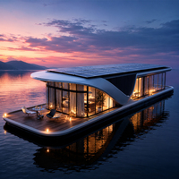 Maison-bateau capsule spatiale FH23 sur l'eau 23/30/40 ㎡   Option pour 2 à 8 personnes : solutions tout-en-un pour l'eau et l'électricité