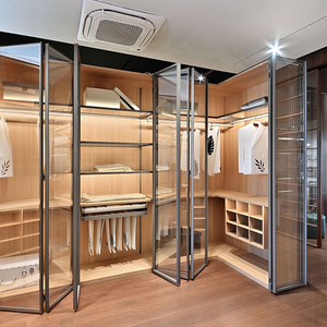 Gran oferta, armario de cristal de aluminio LED para dormitorio de lujo, cama Loft moderna con armario, sala de estar, armarios de joyería, exhibición al por mayor - Product Image 2