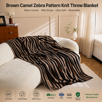 Tapisserie à motif zèbre camel, marron chocolat, brun doré, velours naturel, tricoté, pelucheux, double douceur, pour canapé, salon, sieste, repos du midi, drapé