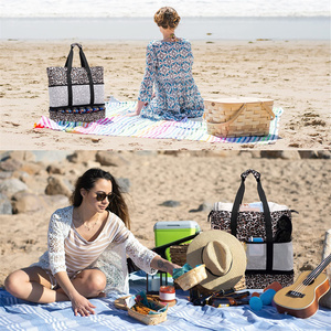 Sac de plage pour femme, imperméable et anti-sable, avec compartiment isotherme zippé, grands sacs fourre-tout pour la piscine, les voyages et le quotidien - Product Image 5