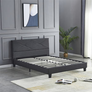 Marco de cama de precio barato Tamaños personalizados Marco de cama individual doble tamaño Queen Marco de cama de plataforma tapizado con estilo - Product Image 1
