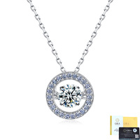 Collier Pendentif en Argent Sterling avec Moissanite Dansante et Design Halo, Pierre Centrale Vibrante - Tendance