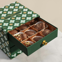 Boîte de rangement à trois niveaux carrée imprimée avec tiroir coulissant pour noix et bonbons, emballage à ruban, boîtes cadeaux vides personnalisables pour desserts et chocolats