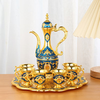 Meilleures ventes : Bouilloire à thé en alliage de zinc vintage de Dubaï, style antique européen, en métal, avec soucoupe, pour usage domestique