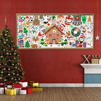 Póster para Colorear Navideño Personalizado, Dibujo DIY de Navidad, Lienzo en Blanco para Colorear, Decoración para Eventos Escolares, Fiestas, Mantel