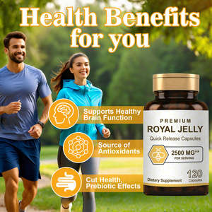 OEMオーガニックロイヤルゼリーソフトカプセル、新鮮な蜂蜜エキスソフトジェル、抗酸化物質配合の成人向け免疫サプリメント - Product Image 2