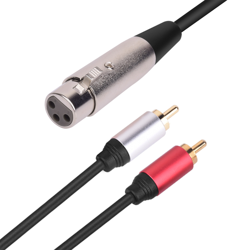 2 RCA a XLR 3 Pin hembra Hifi Cable de micrófono amplificador consola XLR Dual RCA Cable blindado