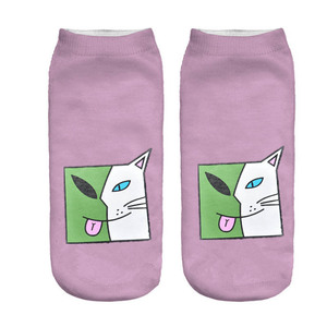 Nouveau emoji <span class=keywords><strong>dessin</strong></span> animé <span class=keywords><strong>chat</strong></span> art 3d imprimé femmes cheville chaussettes, bas coupe cheville chaussettes - Product Image 3