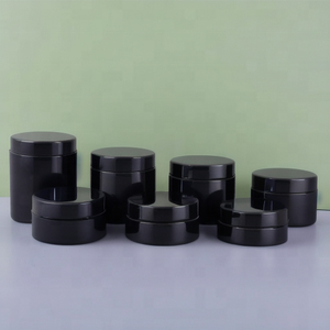 Glossy Black <b>Plastic</b> Cosmetic <b>Jars</b> Cylinder Screw Top PP Material Empty Container for Face Cream Serum Skin Care - Product Image 2