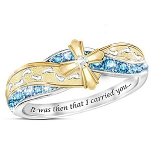 Anillo de Cruz Cristiana H091 para Mujer con Circonita Cúbica Creada en Laboratorio y Engaste Pavé, Anillo de Compromiso de Moda - Product Image 1