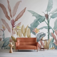 Papier peint mural artistique à thème tropical nordique, feuilles de bananier, pour salon