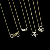 Collar con Colgante de Letra Corazón Chapado en Oro CM, con Circonita Apilable, Moda Mujer