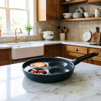 Poêle à 4 compartiments en aluminium et céramique antiadhésive pour œufs, crêpes, burgers, omelettes, petit-déjeuner, cuisson sur cuisinière à gaz, OEM