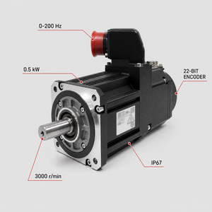 Motor Servo AC Serie HG-JR de Mitsubishi, 0.5KW, 3000 RPM, IP67, Codificador Absoluto de 22 Bits, Automatización Industrial HG-JR734/HG-JR734B - Product Image 2