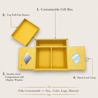 Boîte à bijoux artisanale personnalisée avec fenêtre de présentation, fermeture métallique, emballage rigide de luxe pour collier, bague, boucles d'oreilles