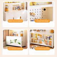 Armoire de rangement autoportante en métal à 6 niveaux pour salon, réglable avec barre de comptoir, roulettes et crochets, grande capacité