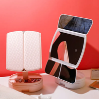 Lumières LED pliables avec miroir de maquillage à écran tactile rotatif réglable le miroir de maquillage à angle