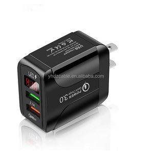 Dual <b>USB</b> Fast Charger with Digital Display Smart Travel Charger <b>Adapter</b> Compatible with US/EU/UK <b>Plugs</b> for Phones Tablets - Product Image 2