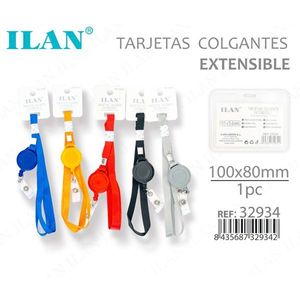Portabadge estensibile ILAN 100x80mm con cordino retrattile per tessere identificative - Product Image 1