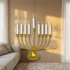 Candelabro Menorah de 7 Brazos, Decorativo, de Hierro, Estilo Antiguo, Hecho a Mano, Duradero, Portátil, para Decoración del Hogar, Uttar Pradesh - Product Image 5