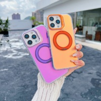 Étui de téléphone portable de couleurs dégradées de luxe pour iPhone 17 Pro Max avec couvercle de téléphone laser porte-objectif avec béquille à rotation à 360 °