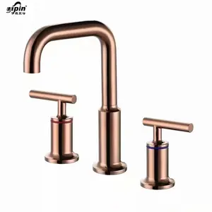 Yipin Vệ Sinh Ware Đồng 3 Holdes Boong Núi Tắm Basin Vòi Với Rose Gold Và Màu Đen Vòi Phòng Tắm