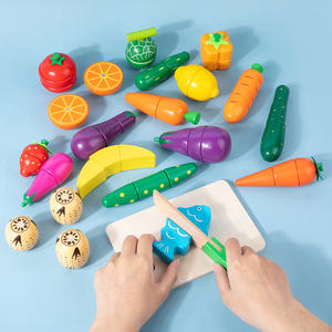 Coupe de bois magnétique fruits légumes enfant en bas âge éducatif semblant jouer jouet en bois cuisine ensemble jouets pour enfants - Product Image 2