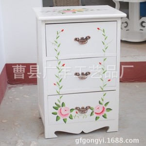 Meuble de rangement blanc combiné 4 3 2 tiroirs style coréen pour salon avec motif floral - Product Image 3