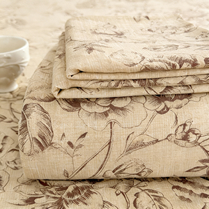 Juego de Sábanas de Lujo Estilo Rústico Vintage <span class=keywords><strong>Beige</strong></span> con Estampado Floral, Tamaño Queen, 100% Algodón Percal, Diseño Shabby Chic - Product Image 4