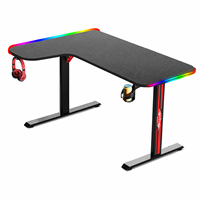 Escritorio de Juegos Moderno y Grande Personalizado, Escritorio de Computadora en Forma de L con RGB y Portavasos