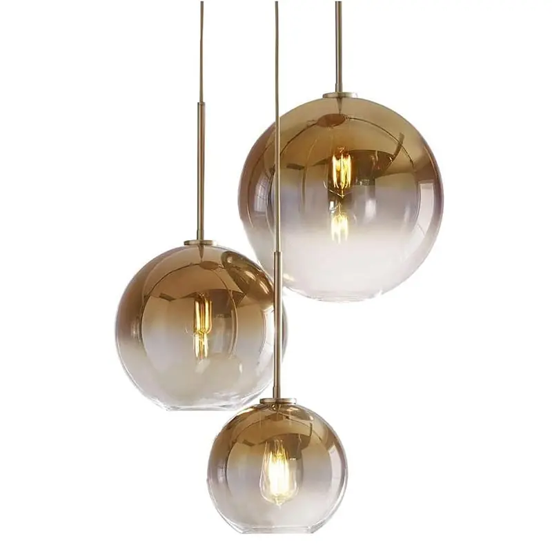 Lampu gantung bola gelembung Rumah Dekorasi Nordik Modern, lampu gantung emas untuk ruang tamu dapur ruang makan