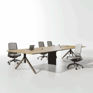 Muebles de oficina de madera personalizados para reuniones, mesa de conferencias moderna para oficina de 6 plazas - Product Image 6