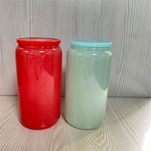 Hot Selling 16Oz Autumn Colored <b>Plastic</b> Can 16Oz <b>Cups</b> <b>With</b> PP <b>Plastic</b> <b>Lids</b> <b>and</b> <b>Straw</b> 16Oz Tumbler for Sublimation - Product Image 2