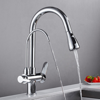 Robinet de cuisine extensible, double poignée chromée buse double fonctions