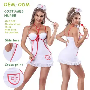 OEM Halloween Frauen sexy Unterwäsche Krankens ch wester Uniform Kleid Zubehör Kopfschmuck und Stethoskop Frauen Cosplay sexy Dessous