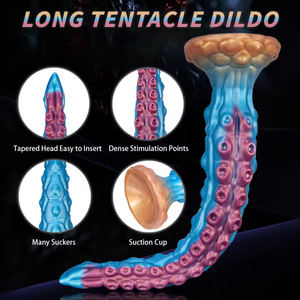 Dildo anal fantaisie <span class=keywords><strong>en</strong></span> forme de tentacule de pieuvre extra long de 13,7 pouces, grand serpent anal avec texture riche et nœuds pour hommes, femmes et couples - Product Image 2