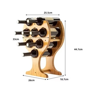 Range-bouteilles en bambou personnalisable, meuble de présentation de luxe sur pied, organisateur de rangement pour bouteilles pour la maison, la cuisine ou le bar - Product Image 2
