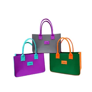 Custom Creative Fashion Color Matching Felt Tote Bag Comfortable 1 Shoulder Advertising Gift Shopping Bag